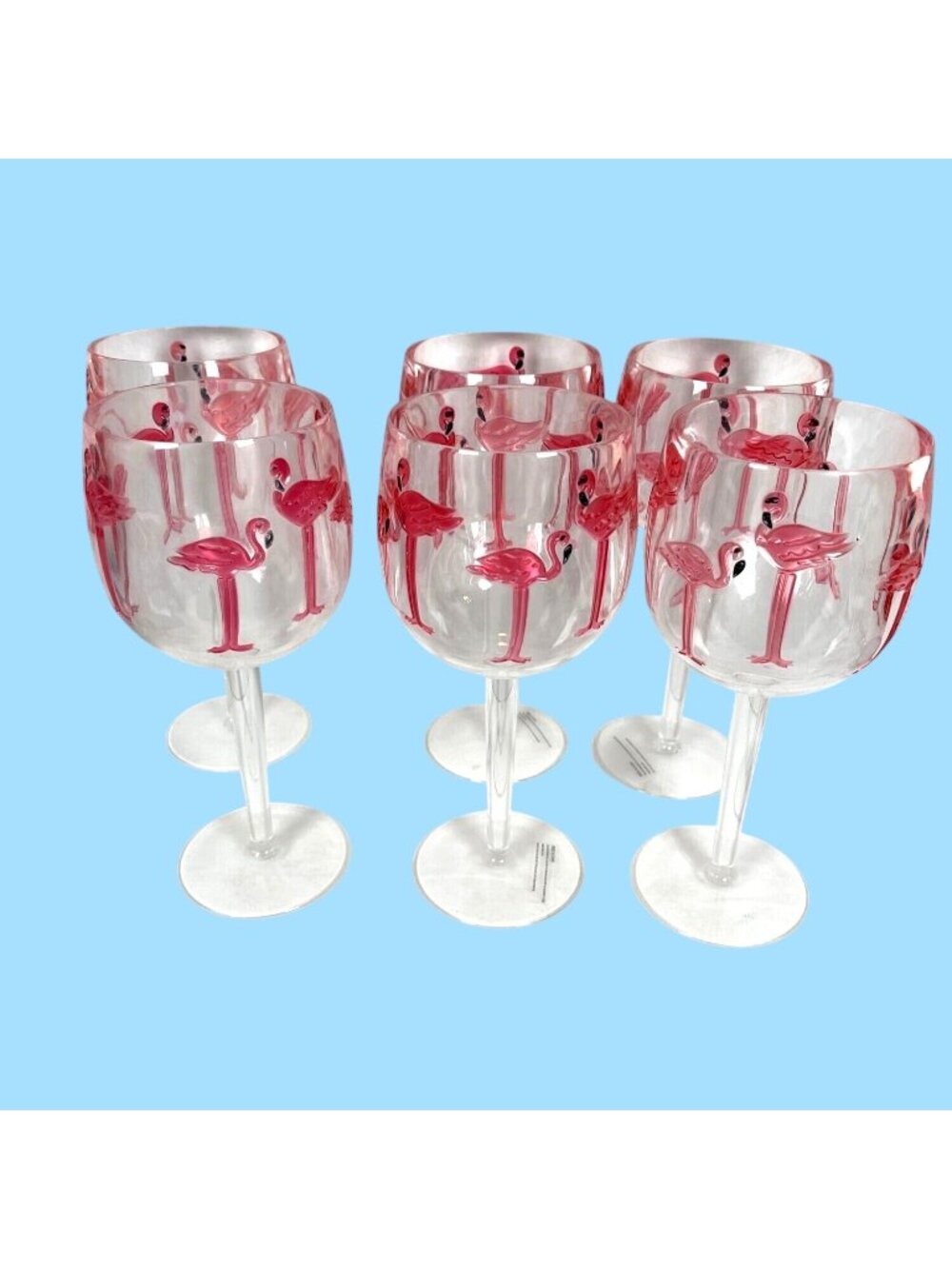 Pink Flamingo Acrylic Wine Water Glasses Set of 6 Outdoor Pool Party Beach GIFT - Picture 3 of 10
